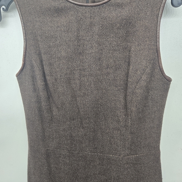 Elegant Ralph Lauren Wool Cashmere Brown Sleeveless Midi Dress w. Leather Sz. 4 - Picture 7 of 14